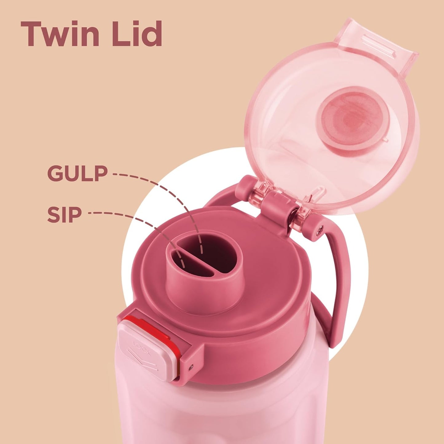 Milton Taurus 900 Steel Thermoware, Inner Stainless Steel, Cold PU Insulated, Leak Proof Water Bottle for School Kids, Office, Gym, Easy to Carry Handle, 665 ml, Light Pink