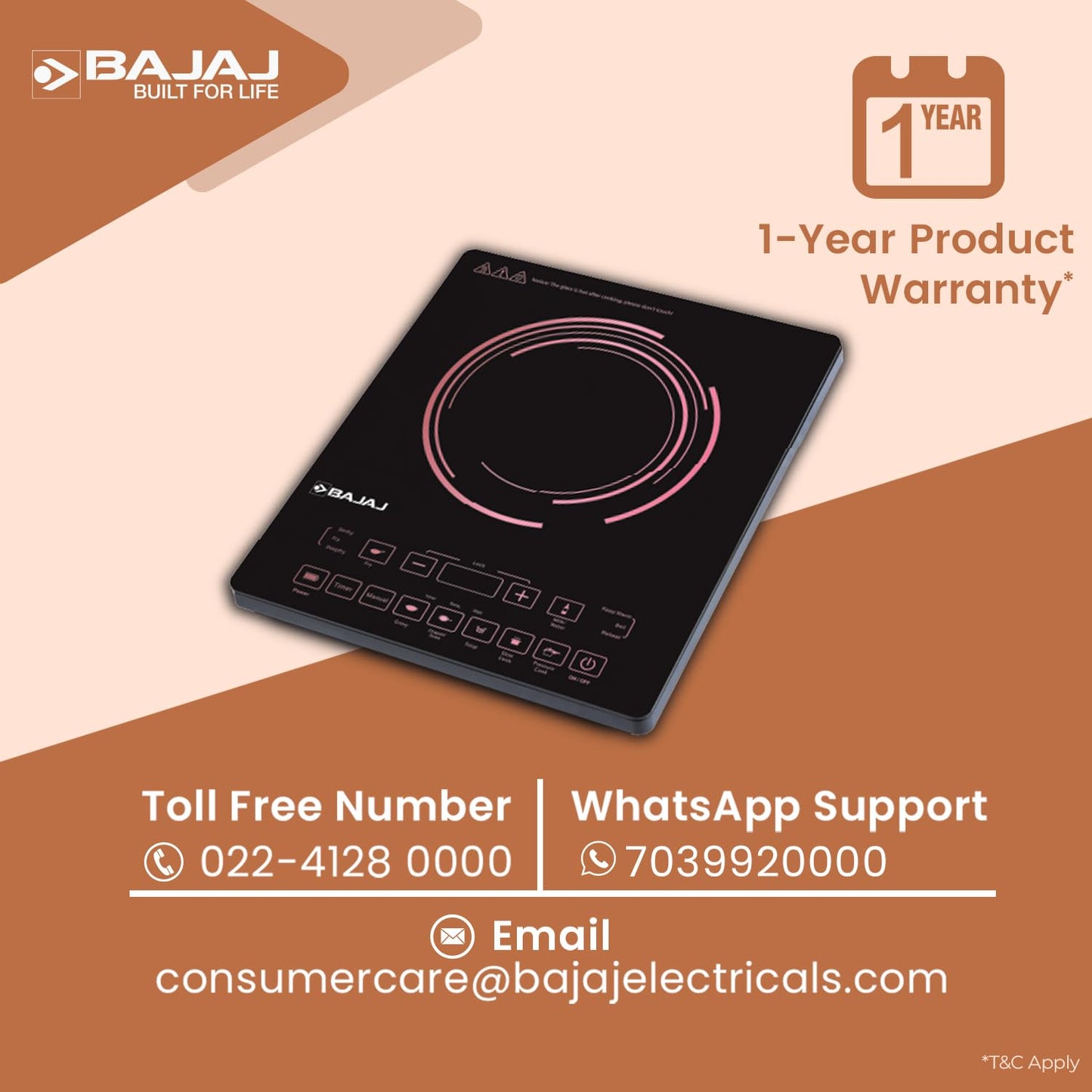 Bajaj ICX 200FP 2000 W Induction Cooktop | 7 Pre-Set Menus | Digital Display | Cool Touch Surface | 1 Year Warranty 【Black 】