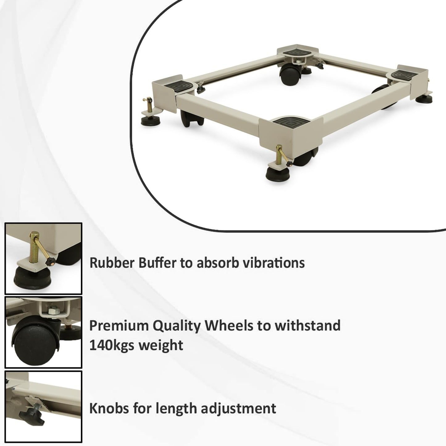 Lg Heavy Adjustable Metal Trolley Stand with Wheels Compatible with Whirlpool, Samsung, lg Bosch Washing Machine Stand 6.5kg 7kg 7.5kg 8kg Above Top Load/Front Loading