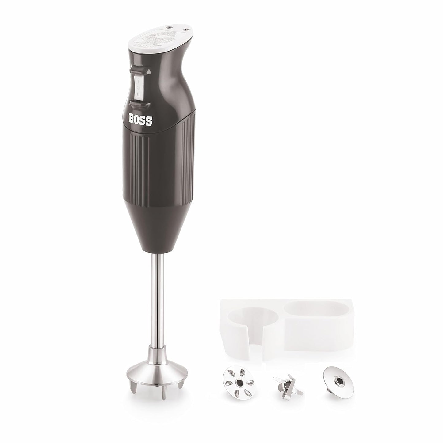 BOSS Stainless Steel B132 Portable Hand Blender 225W - Watt | Variable Speed Control | 3 Years Warranty | Easy To Clean And Store | Isi-Marked, Black