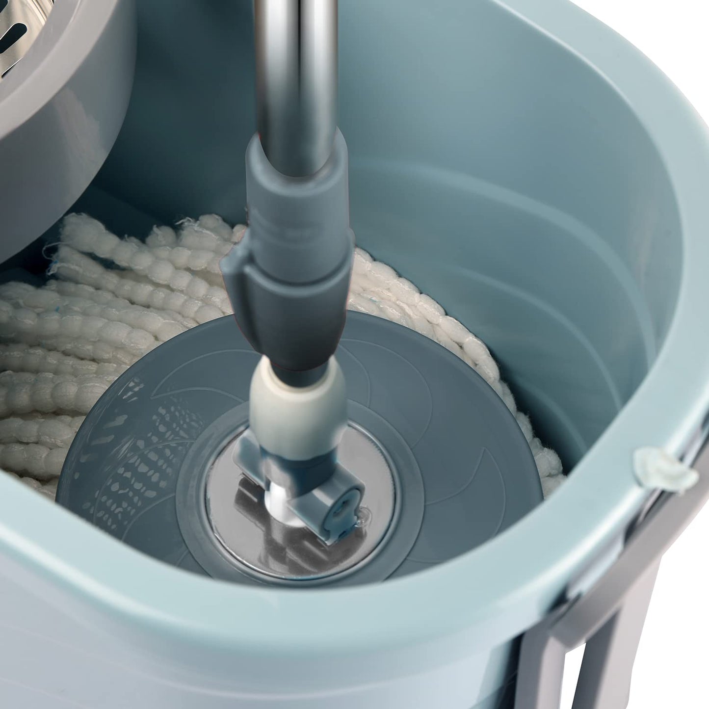 Kleeno by Cello Max Clean Deluxe Stainless Steel Wringer With Big Wheels & Puller Handle, Grey |360° Flexible Mop With 1 Microfiber Refill & Liquid Dispenser|Daily Use Floor Cleaning Pocha With Bucket