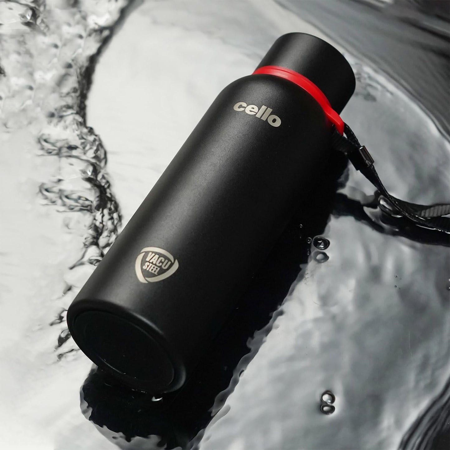 Cello Kent Stainless Steel Flask with DTP Coating, 900ml, Black | Prolonged Hours Hot and Cold Thermosteel Bottle | Flask for tea coffee | Ideal for Office, Gym, Home, Kitchen, Hiking, Travel Bottle