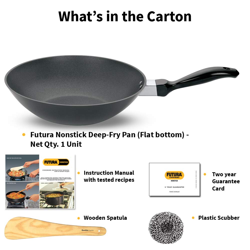 Hawkins Futura Nonstick Deep-Fry Pan (Stir-Fry Pan) 2 L, 26 cm, 3.25 mm (Black) (NDL20)