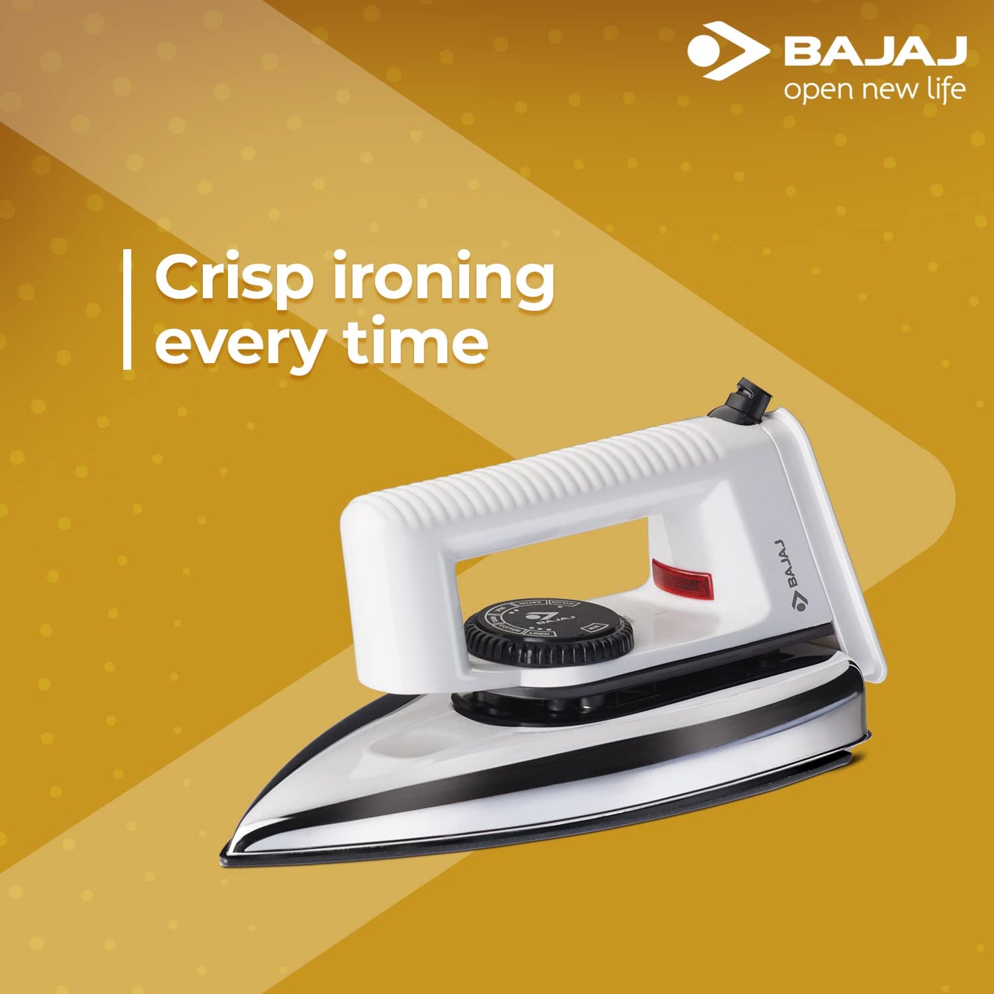 Bajaj Popular Light Weight 1000W Dry Iron | Advance Soleplate And Anti-Bacterial German Coating Technology | 360 Degree Swivel Cord | Cool Touch Handle | 2-Yrs Warranty 【White】
