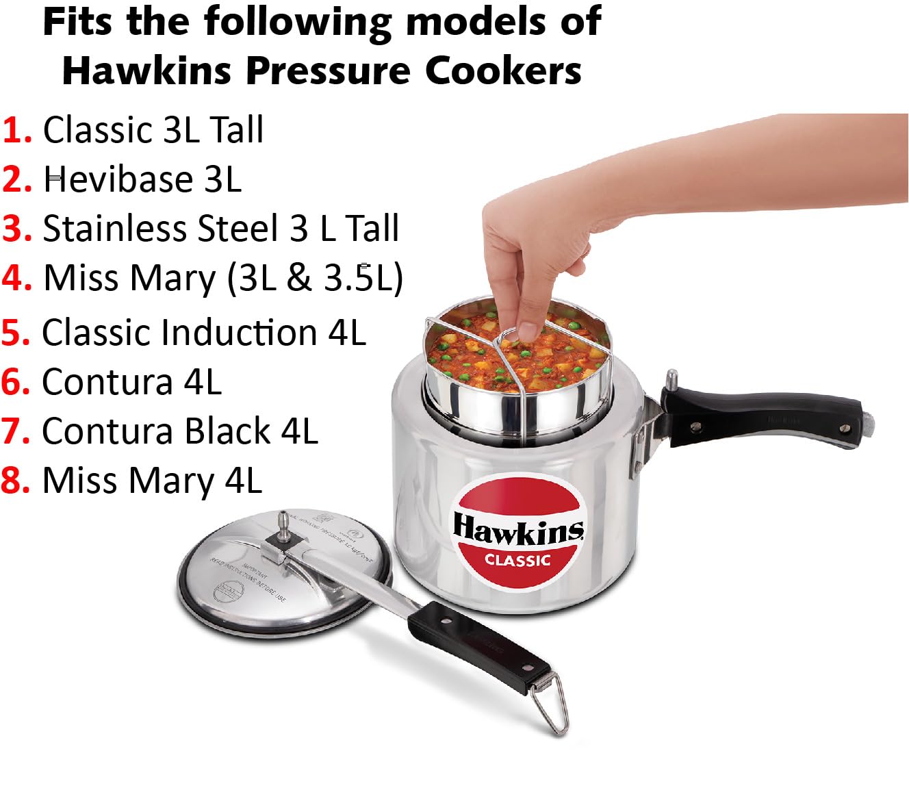 Hawkins Two-Dish Stainless Steel Set, Cooker Separator, Pressure Cooker Pots, Silver (SDS3), 1.275 liters