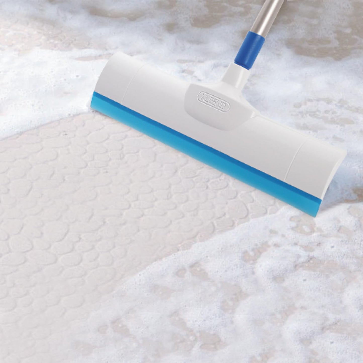 Cello Kleeno Standee Floor Wiper| Flexible Rubber Lip | Brush Body Plastic & Steel Rod | Lightweight | Cleaning Tool | Cleaning Home, Kitchen, Bathroom | Blue and White
