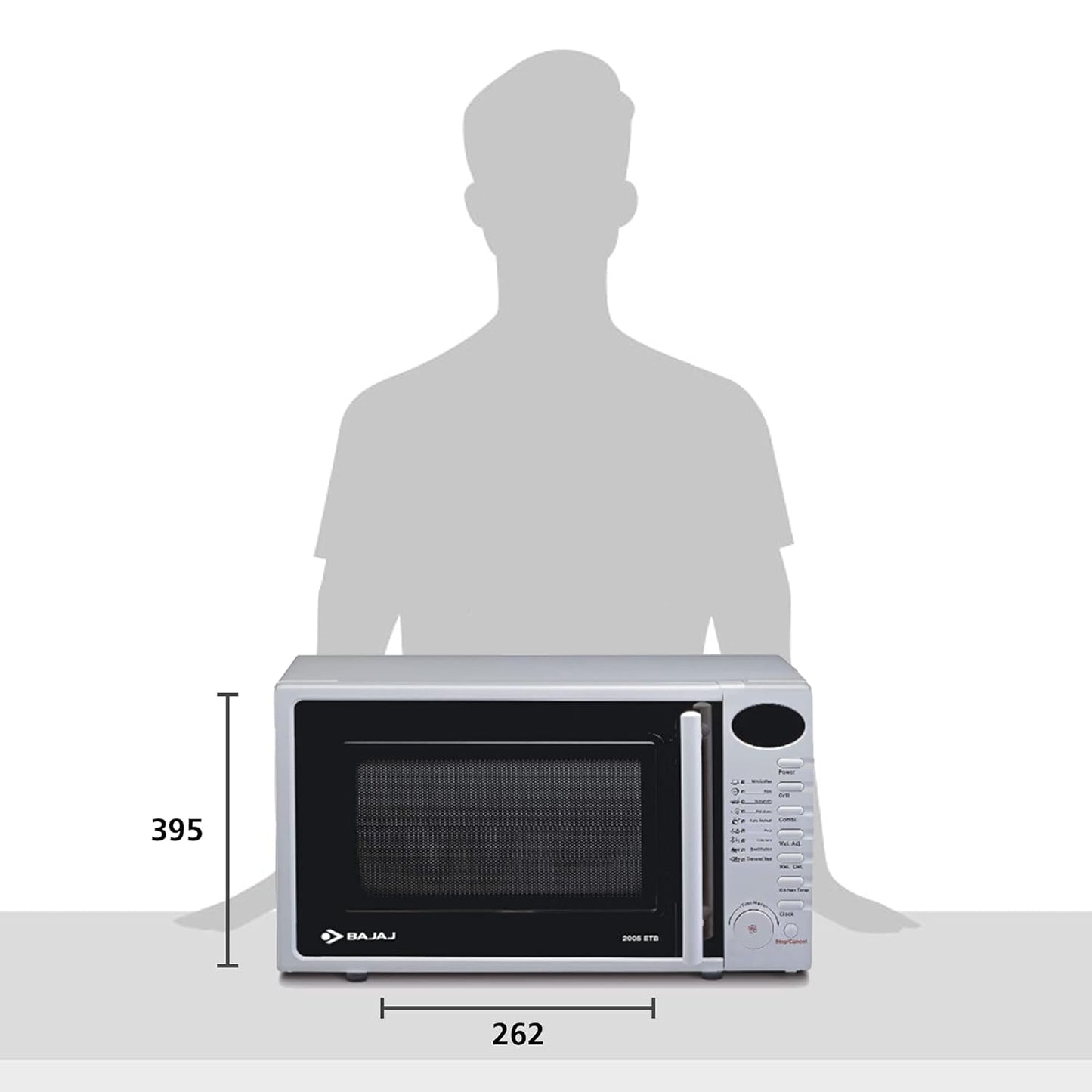 Bajaj 20 Litres Grill Microwave Oven with Jog Dial (2005 ETB, White)