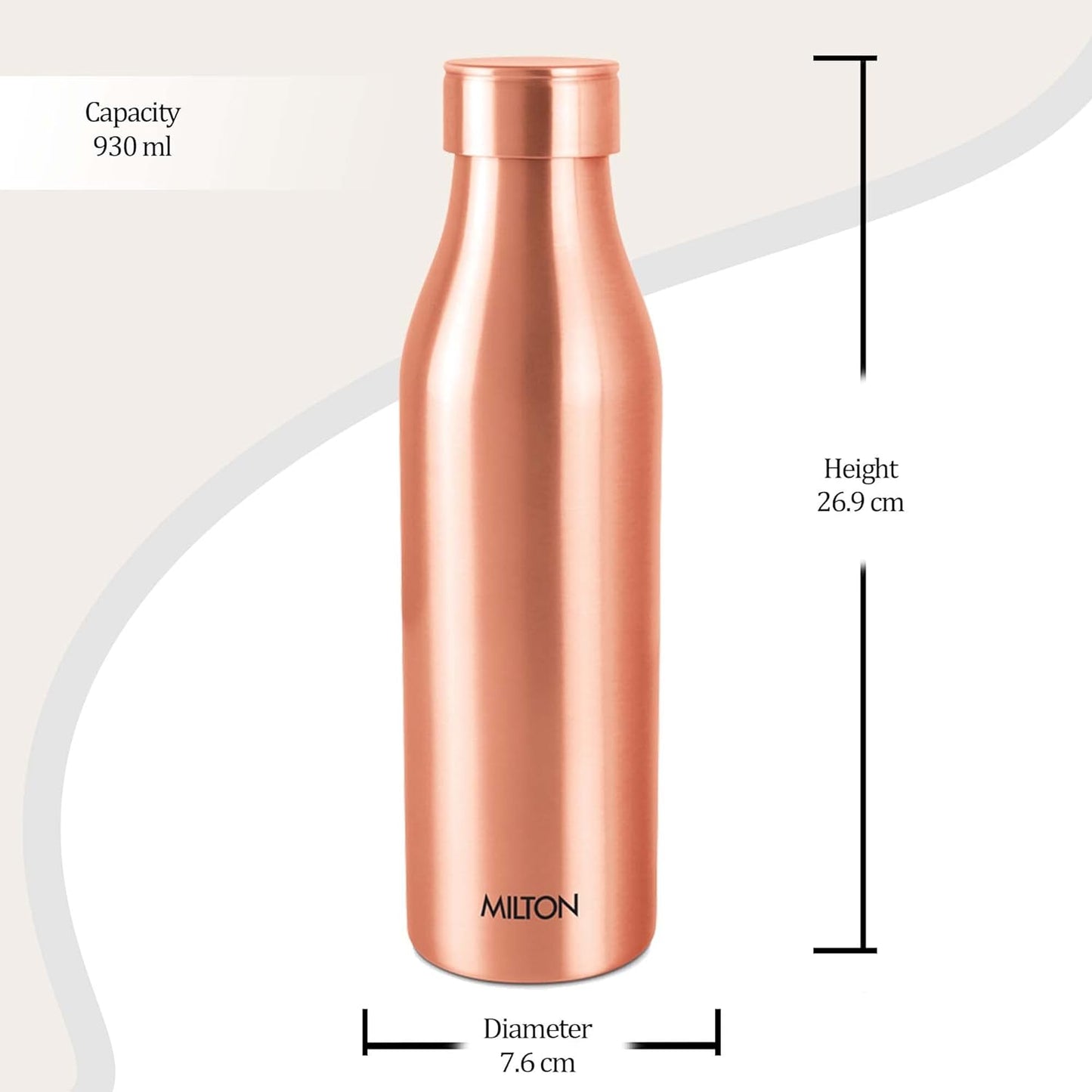 MILTON Copper Charge 1000 Bottle, 930ml, 100% Pure Copper, BPA Free Water Bottle, Leak Proof, Office Bottle, Boosts Immunity, Supports Digestive & Liver Health, Ayurveda Inspired