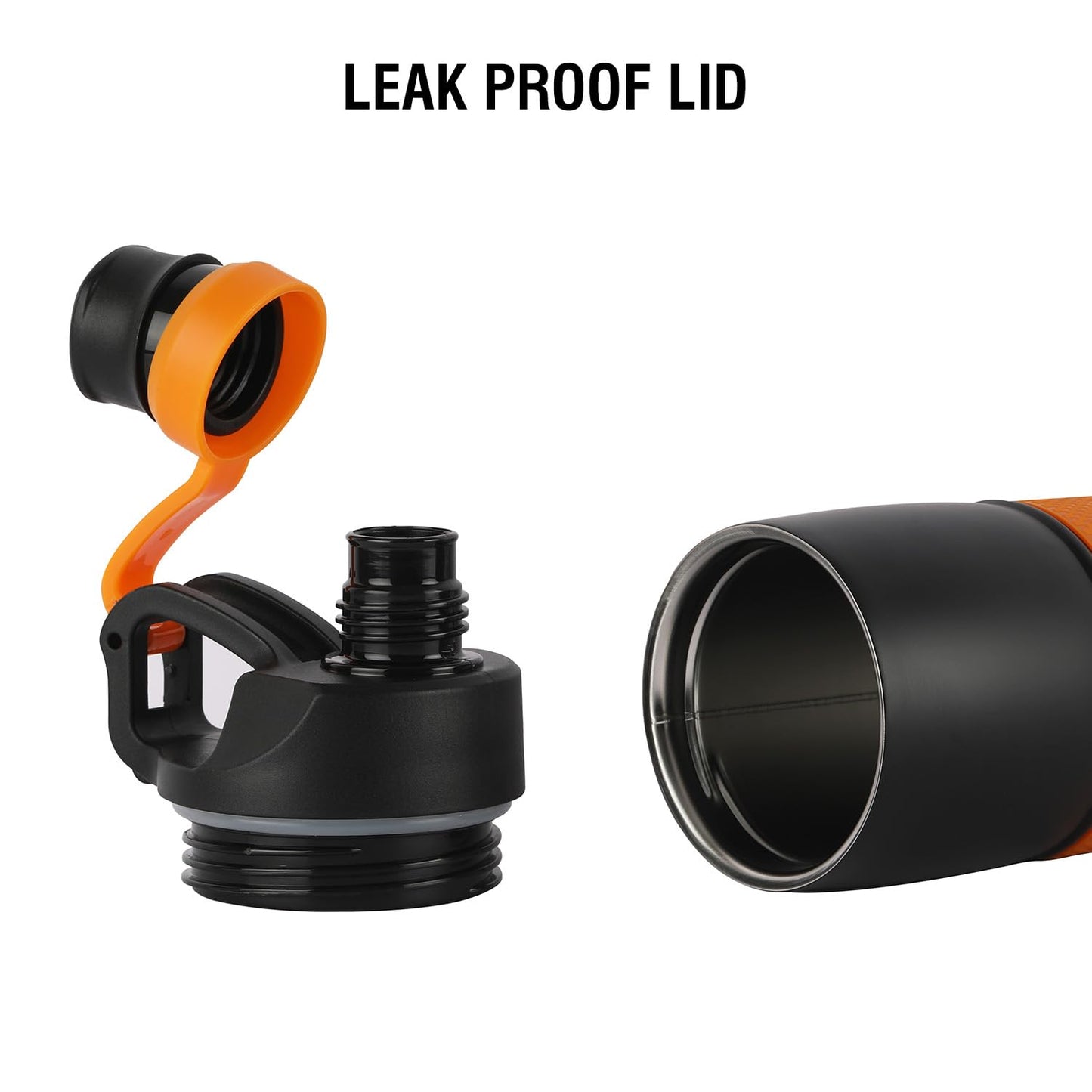 Cello Force Vacuum Insulated Flask | Hot and Cold Water Bottle with Anti-Slip Grip | Double Walled Sports Bottle for Travel, Home, Office, School | 700ml, Orange (Stainless Steel)