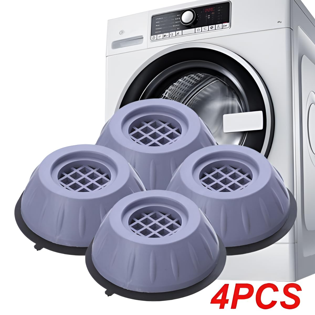 Anti Vibration Pads for Washing Machine | Washing Machine Anti Vibration Pad/Leveling Feet | Washing Machine Feet Pads with Suction Cup Feet | Anti-Vibration and Noise Cancellation Pad (4pc)