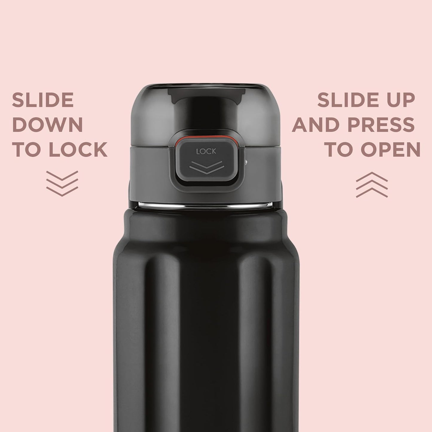 Milton Taurus 900 Steel Thermoware, Inner Stainless Steel, Cold PU Insulated, Leak Proof Water Bottle for School Kids, Office, Gym, Easy to Carry Handle, 665 ml, Black
