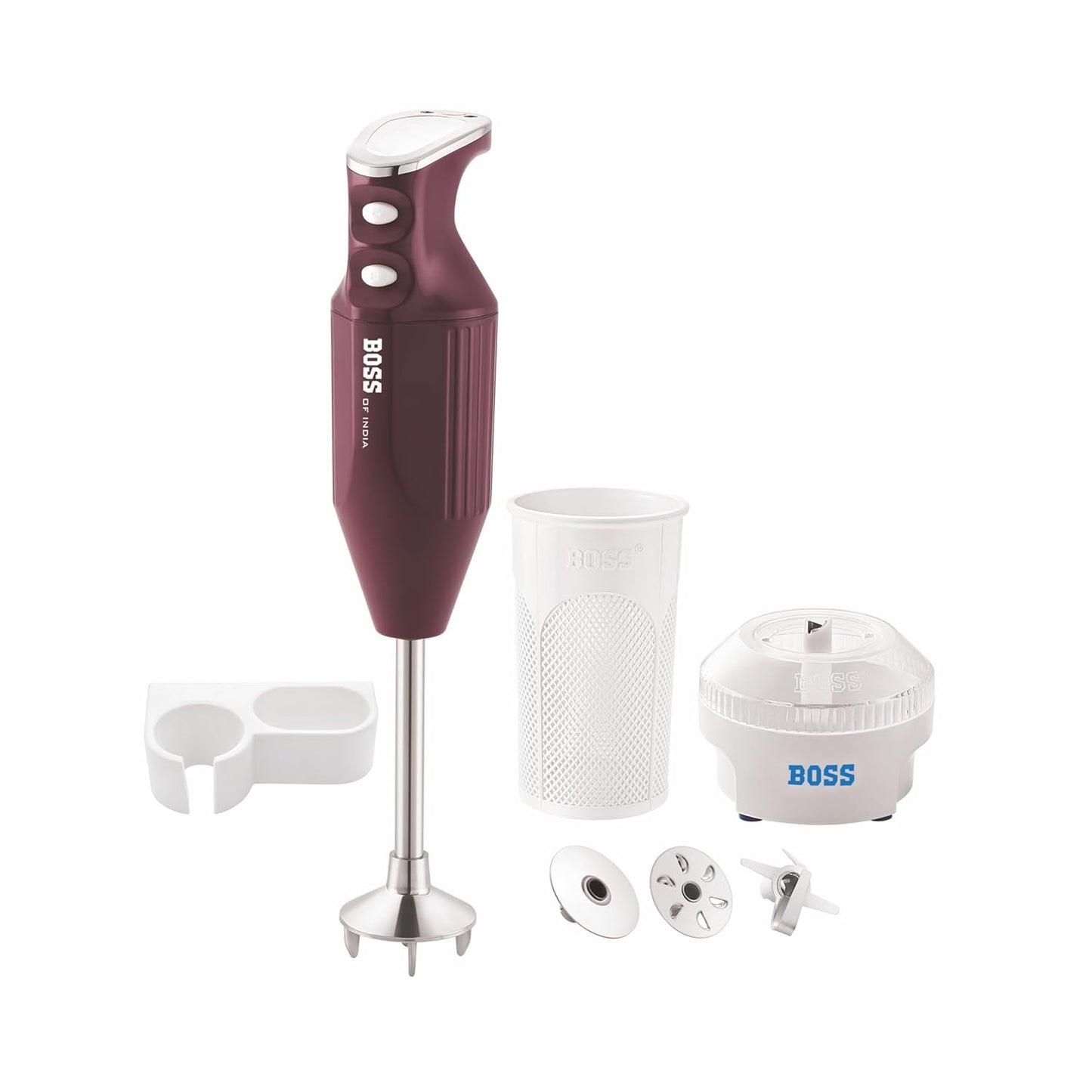BOSS B136 Big Boss Portable Hand Blender | Powerful 275 W Motor | 5 Years Warranty* First In India | Variable Speed Control | Isi-Marked, Wine, 275 Watts