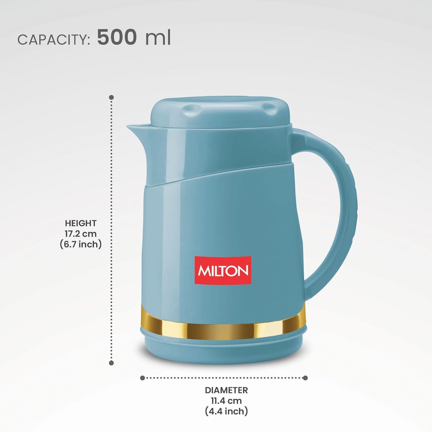 Milton Renova 500 Water Jug, PU Insulated Inner Stainless Steel Hot & Cold Jug, BPA Free, Leak Proof, 500 ml, Special Blue, Ideal for Tea, Coffee, Water, Hot Beverages