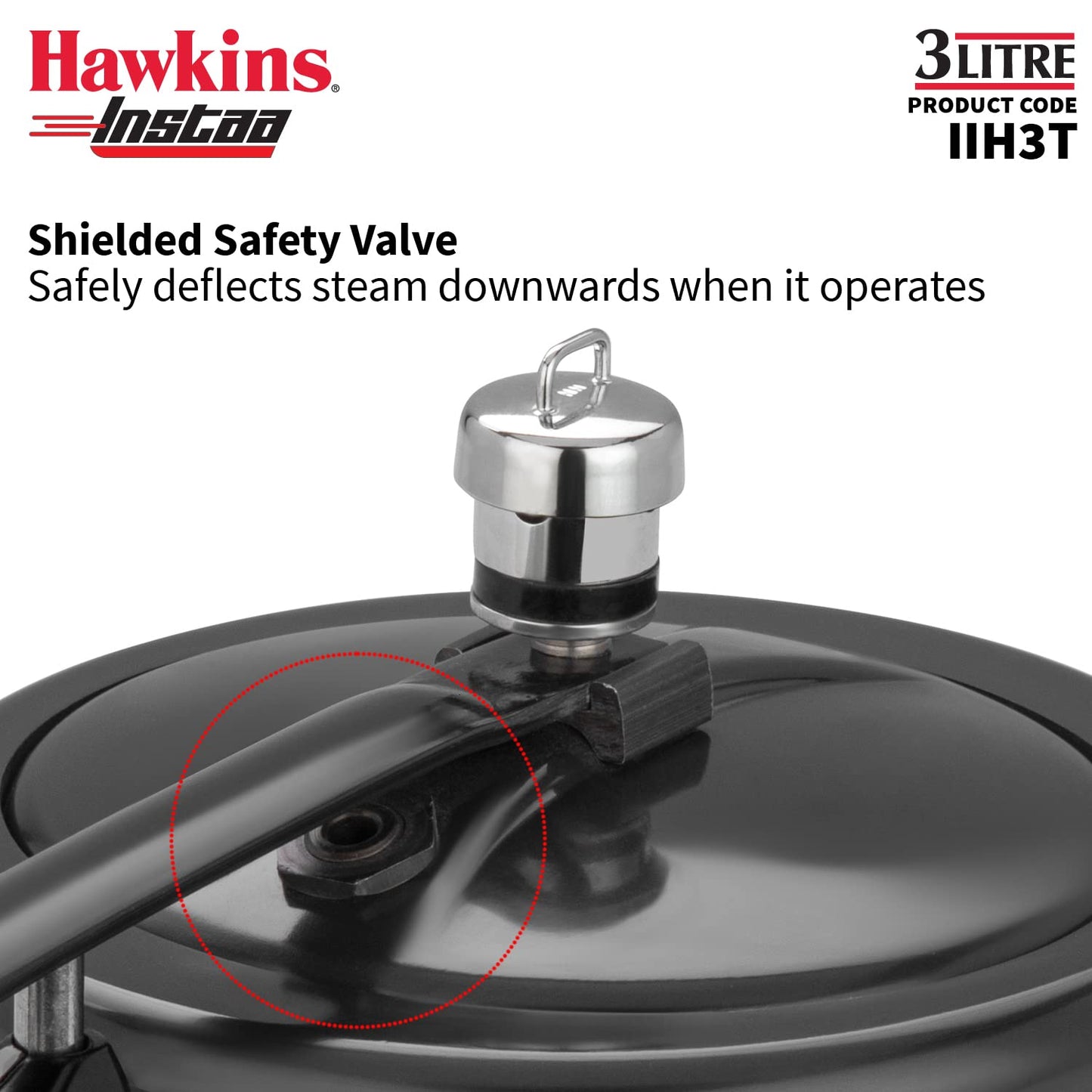 Hawkins 3 Litre Instaa Pressure Cooker, Induction Inner Lid Cooker, Tall Body Hard Anodised Cooker, Best Black Cooker, Black (IIH3T)