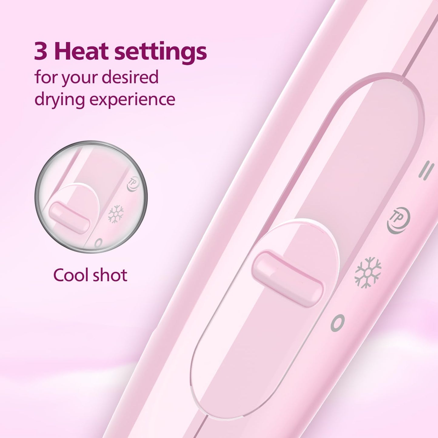 Philips Hair Dryer Bhc017/00 Thermoprotect 1200 Watts with Air Concentrator + Diffuser Attachment - Pink