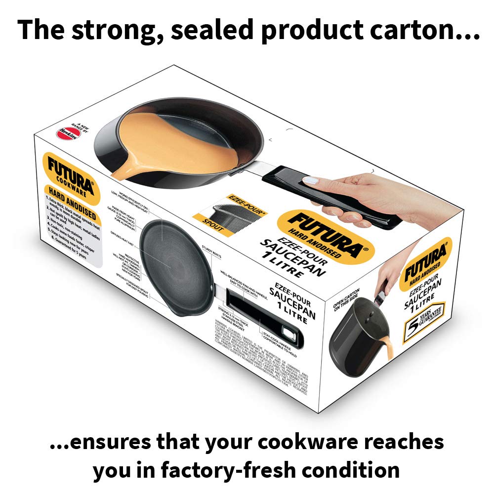 Hawkins Futura Hard Anodised Saucepan, Capacity 1 Litre, Diameter 14 Cm, Thickness 3.25 Mm, Black (As10) (Aluminium),Non-Stick, 1 Liter