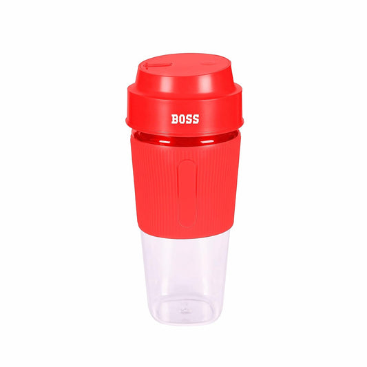 BOSS Smoothie Maker & Portable Electric USB Juice Maker Juicer Bottle Blender Mixer, Rechargeable Bottle Power Blender for Smoothie, Milk Shakes and Juice, 2400 mAh Li-ion Rechargable Battery, 500 ML, built-in Jar, Red