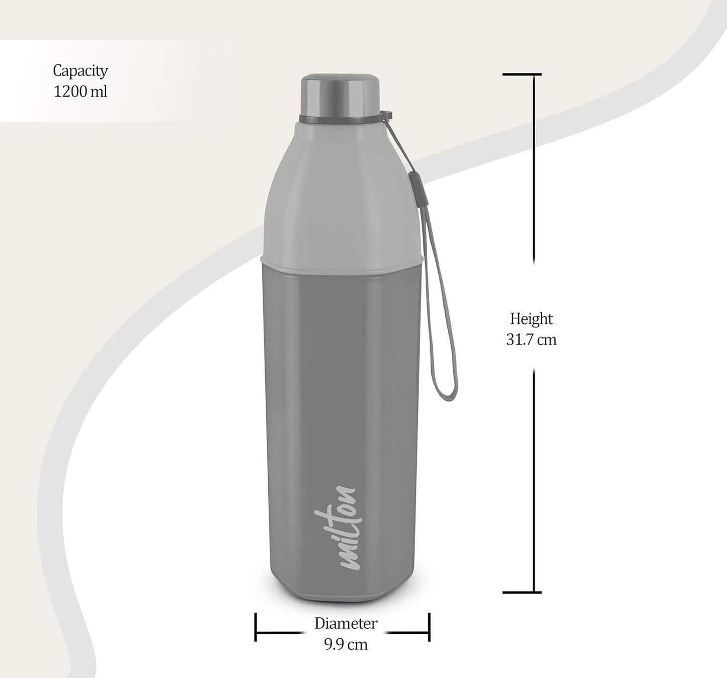 Milton Water Bottle Kool Hexone 1200 PU Insulated, 1.12 Litre, Leak Proof, BPA Free, Ideal for Home, Office, Gym, Travelling, Black