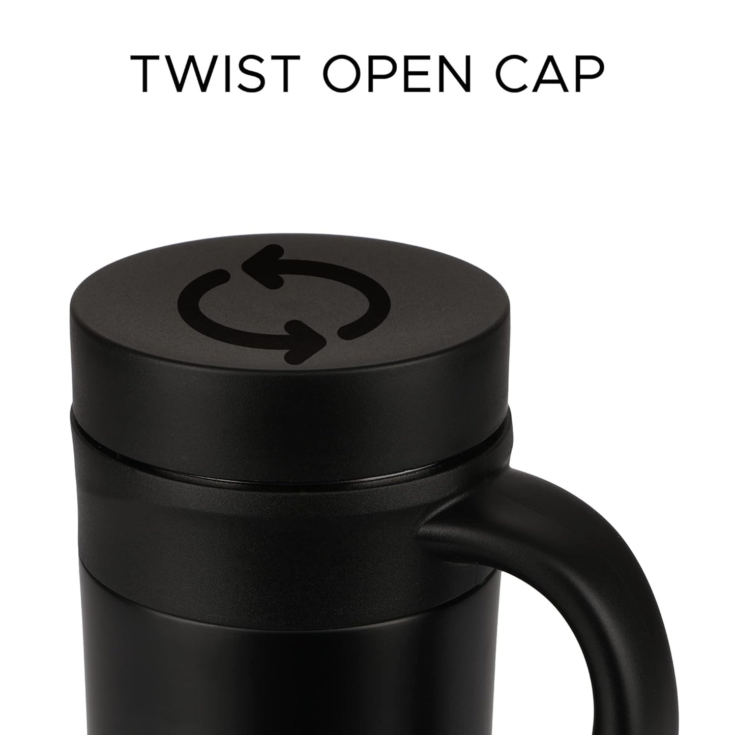 Jaypee Plus Handy Coffee Mug, Stainless Steel Insulated Travel Mug,Vacuum Insulation Cup for hot Tea,Cold Tea & Soup 400 ml, Black