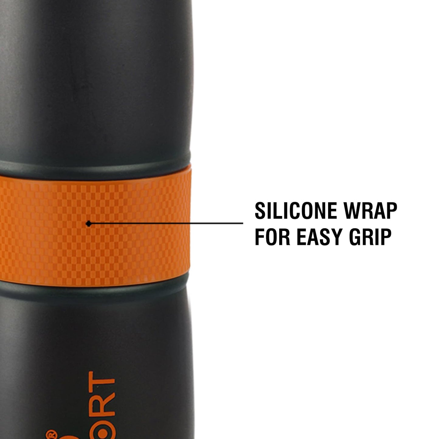 Cello Force Vacuum Insulated Flask | Hot and Cold Water Bottle with Anti-Slip Grip | Double Walled Sports Bottle for Travel, Home, Office, School | 700ml, Orange (Stainless Steel)