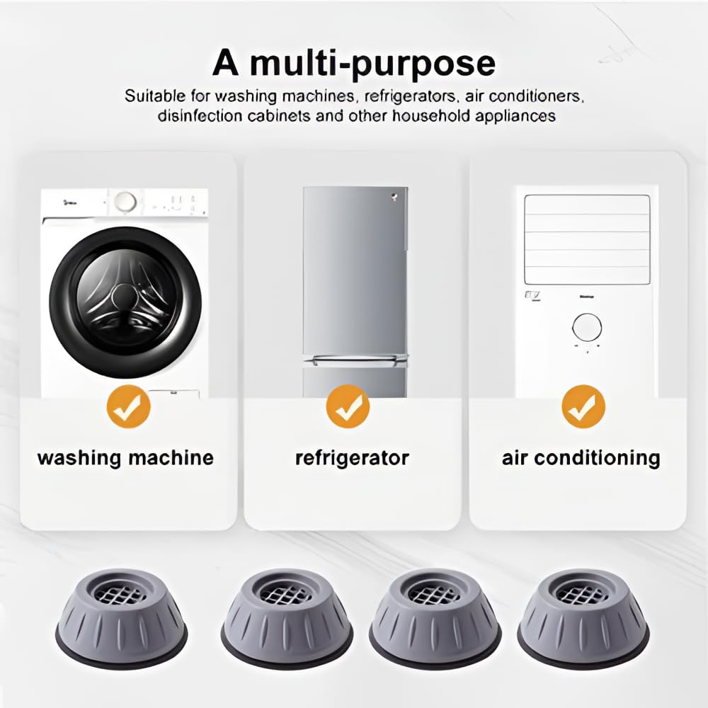 Anti Vibration Pads for Washing Machine | Washing Machine Anti Vibration Pad/Leveling Feet | Washing Machine Feet Pads with Suction Cup Feet | Anti-Vibration and Noise Cancellation Pad (4pc)