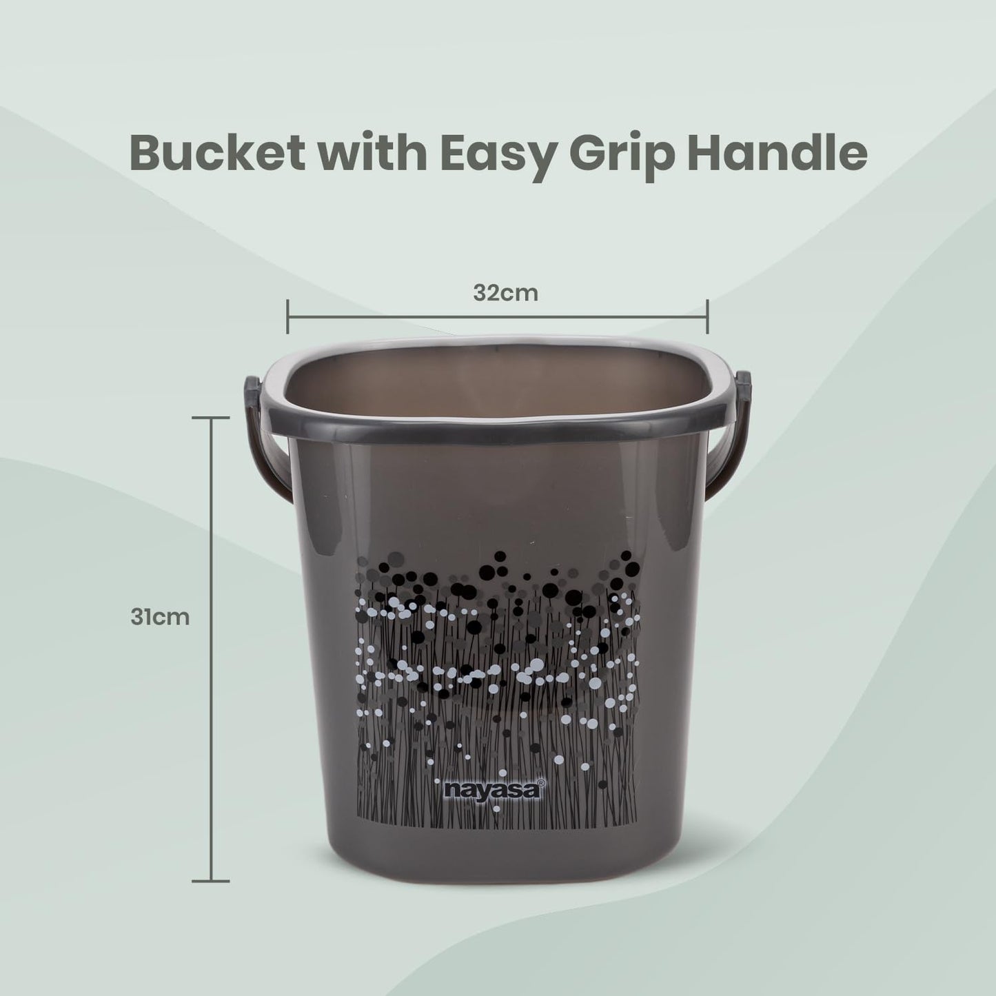 Nayasa Plastic Funk Bucket 20 LTR | Bathroom Bucket | SQUARE BUCKET for Bathroom | Bucket | Black