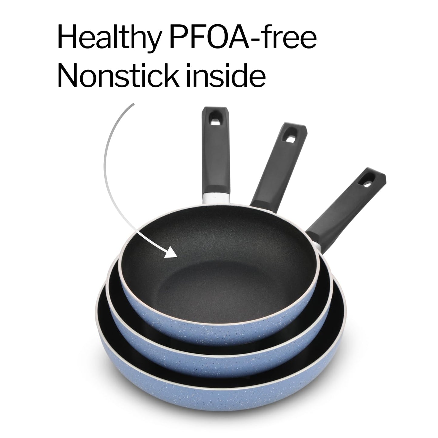 Hawkins Quik Frying Pan Set, Kitchen Gift Pack, 3 Piece Set of 20cm, 23cm and 25cm Fry Pans, Grey (IQFS)