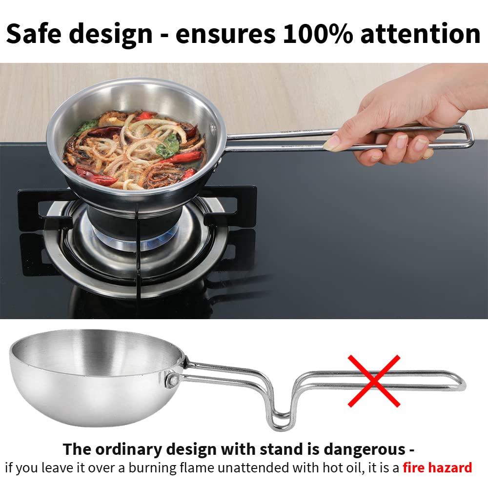 Hawkins 2.5 Cup Tadka Pan, 600ml Triply Stainless Steel Pan, Silver (STP25)