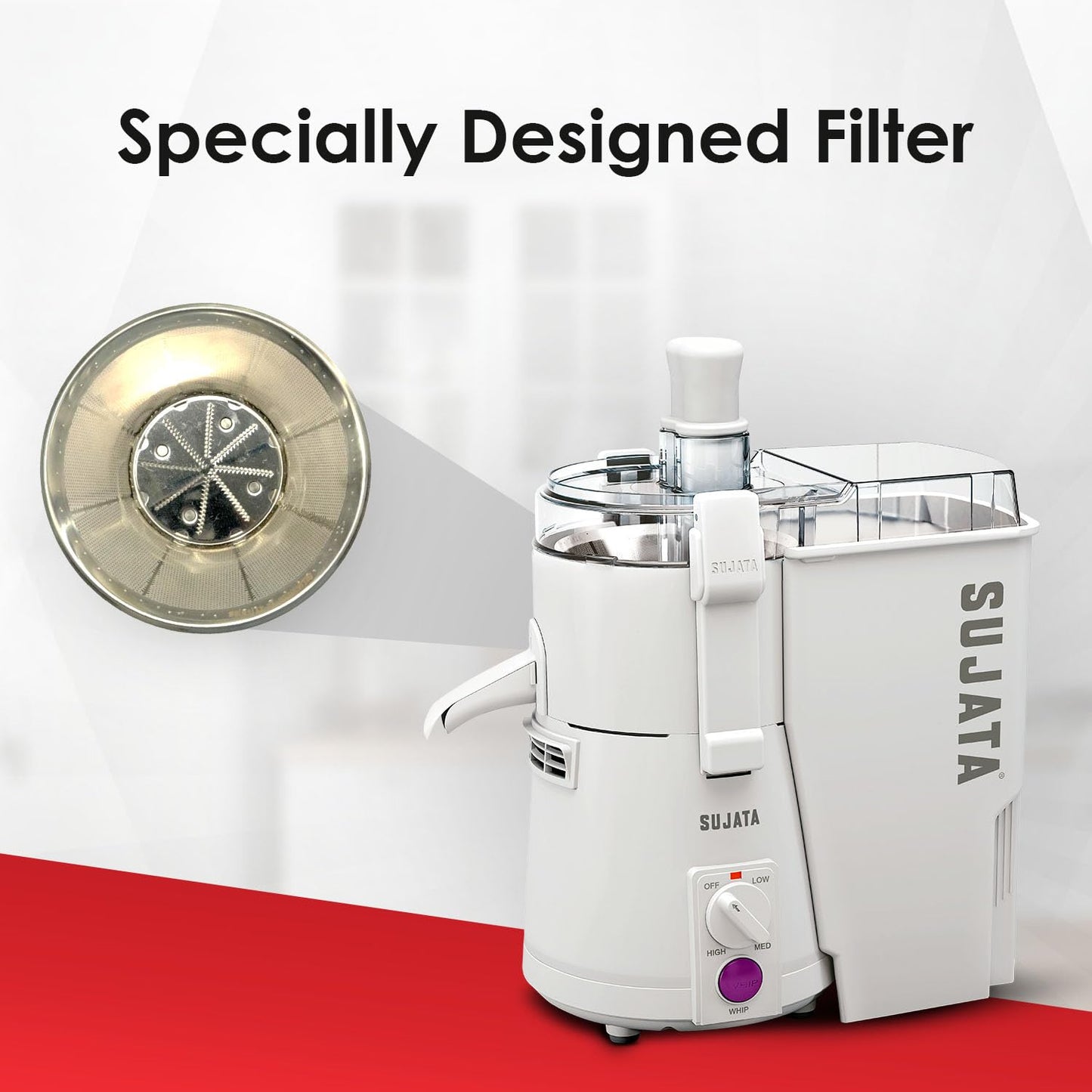 Sujata Powermatic Plus 900 Watts Juicer Mixer Grinder | 22000 Rotations Per Min | 90 Minutes Continuous Running | 2 Versatile Jars 1750 ml and 1000 ml