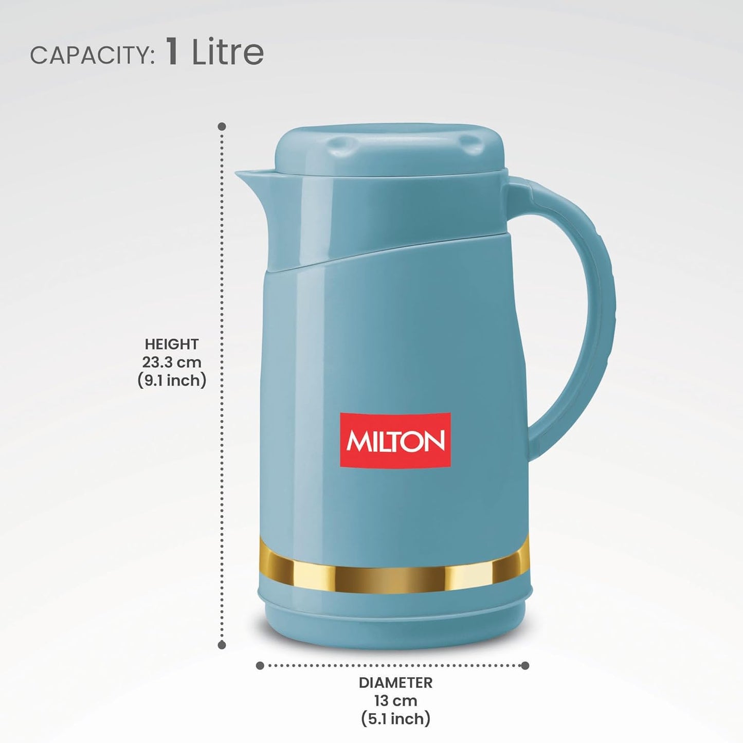 Milton Renova 1000 Water Jug, PU Insulated Inner Stainless Steel Hot & Cold Jug, BPA Free, Leak Proof, 1 Litre, Special Blue, Ideal for Tea, Coffee, Water, Hot Beverages