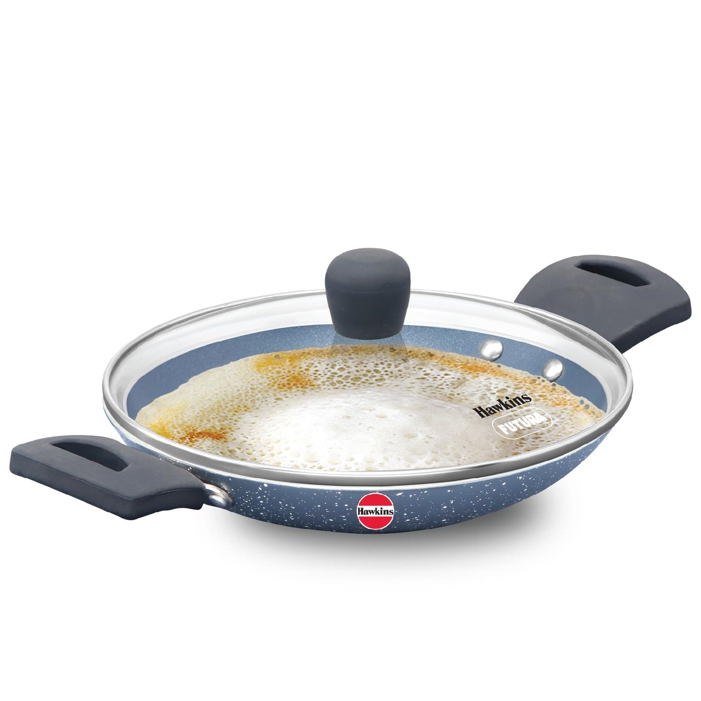Hawkins Nonstick Pro 0.9 Litre Appachatty, Mini Kadhai, Appachatti, Appachetty, Appam Pot Maker, Deep Fry Pan with Glass Lid, Granite Kadai (CA09G)