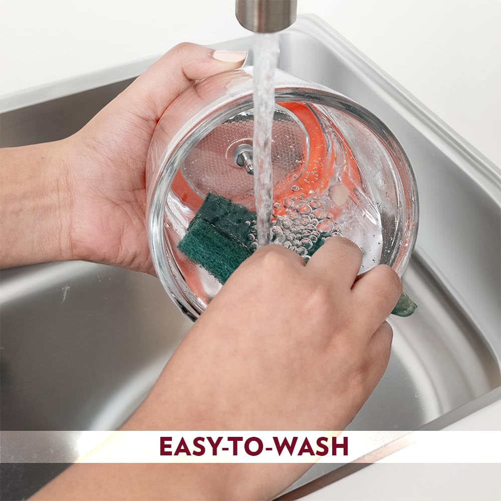 Borosil Chef Delite 260W Electric Glass Chopper For Kitchen Use | White Chopper | Low Noise Operation | Kitchen Accessories Items | Stainless Steel Blades, Whisking Blade for Cream, Chaas, Lassi