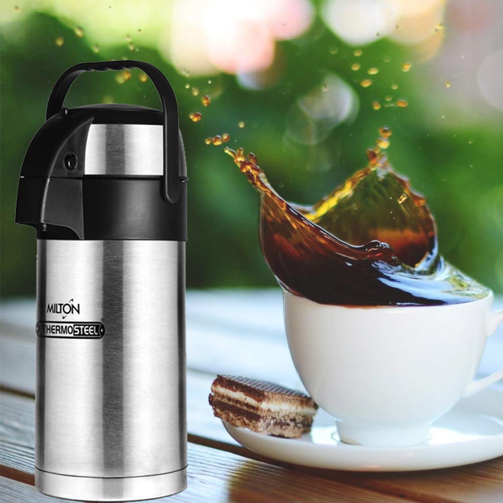Milton Beverage Dispenser 3500 Stainless Steel for Serving Tea and Coffee, 3.58 Litre, Silver