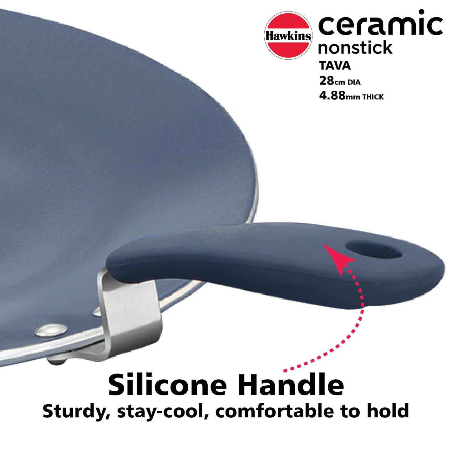 Hawkins Ceramic Nonstick Tava, 28 cm Diameter, Induction Paratha Tawa, Granite Griddle (ICT28)
