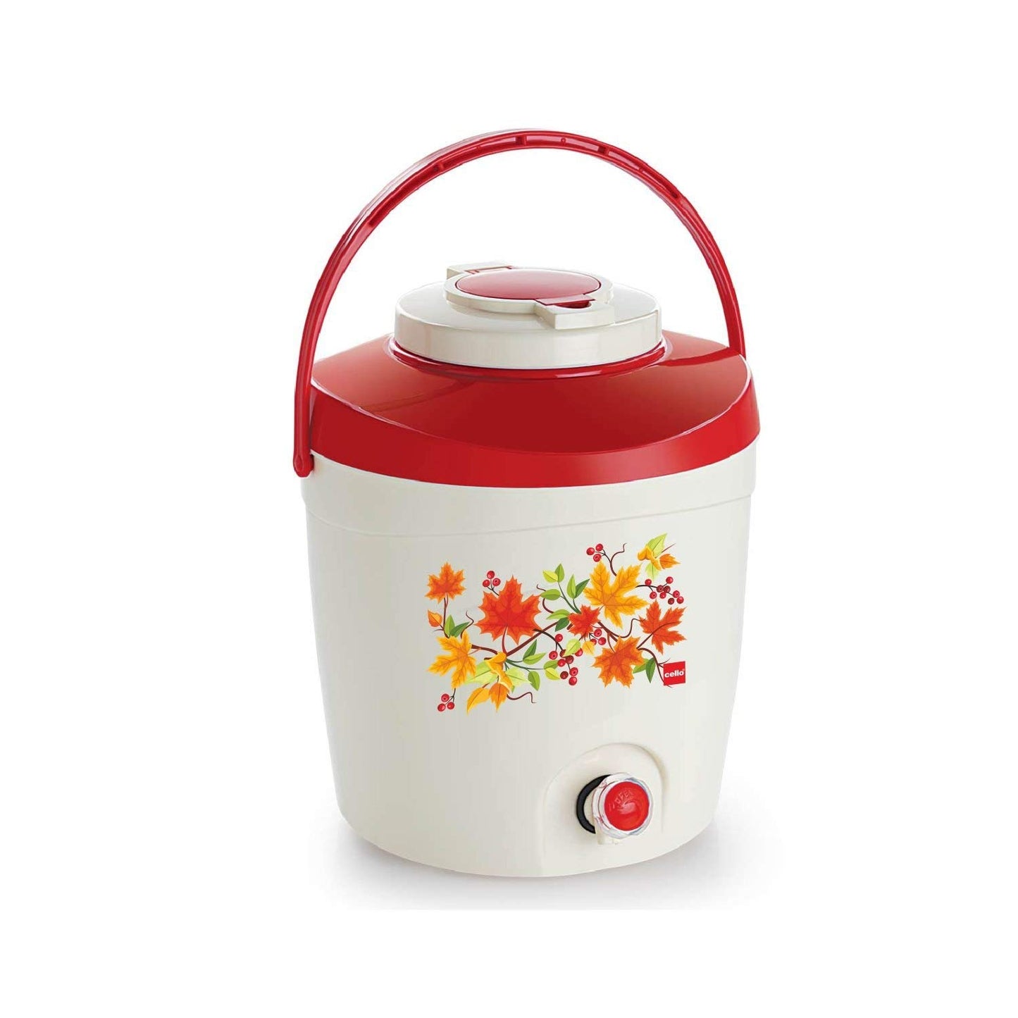Cello Atlas Insulated Water Jug | Inner Stainless Steel Jug | Hot & Cold | Easy To Carry | 5 litres, White & Red