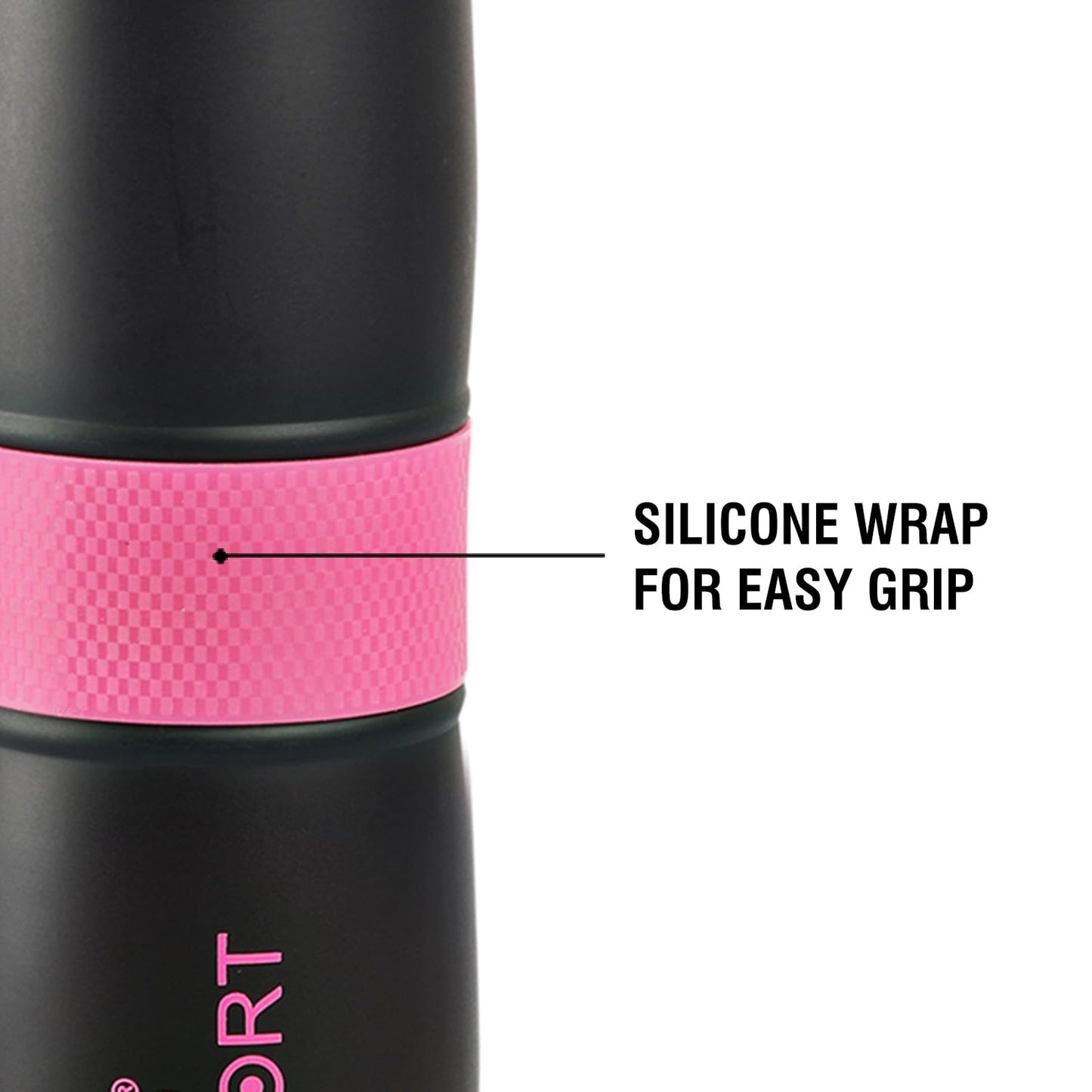 Cello Force Vacuum Insulated Flask | Hot and Cold Water Bottle with Anti-Slip Grip | Double Walled Sports Bottle for Travel, Home, Office, School | 700ml, Pink