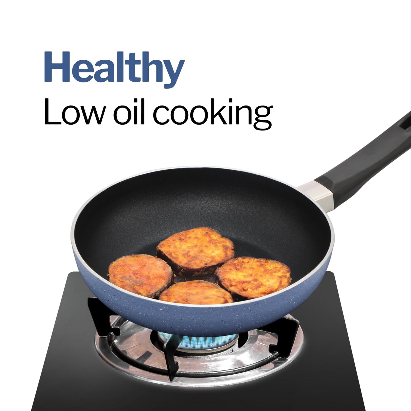 Hawkins Quik Frying Pan Set, Kitchen Gift Pack, 3 Piece Set of 20cm, 23cm and 25cm Fry Pans, Grey (IQFS)