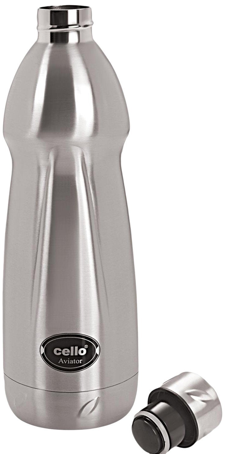 Cello Aviator Stainless Steel Flask Water Bottle, 500ml, Silver