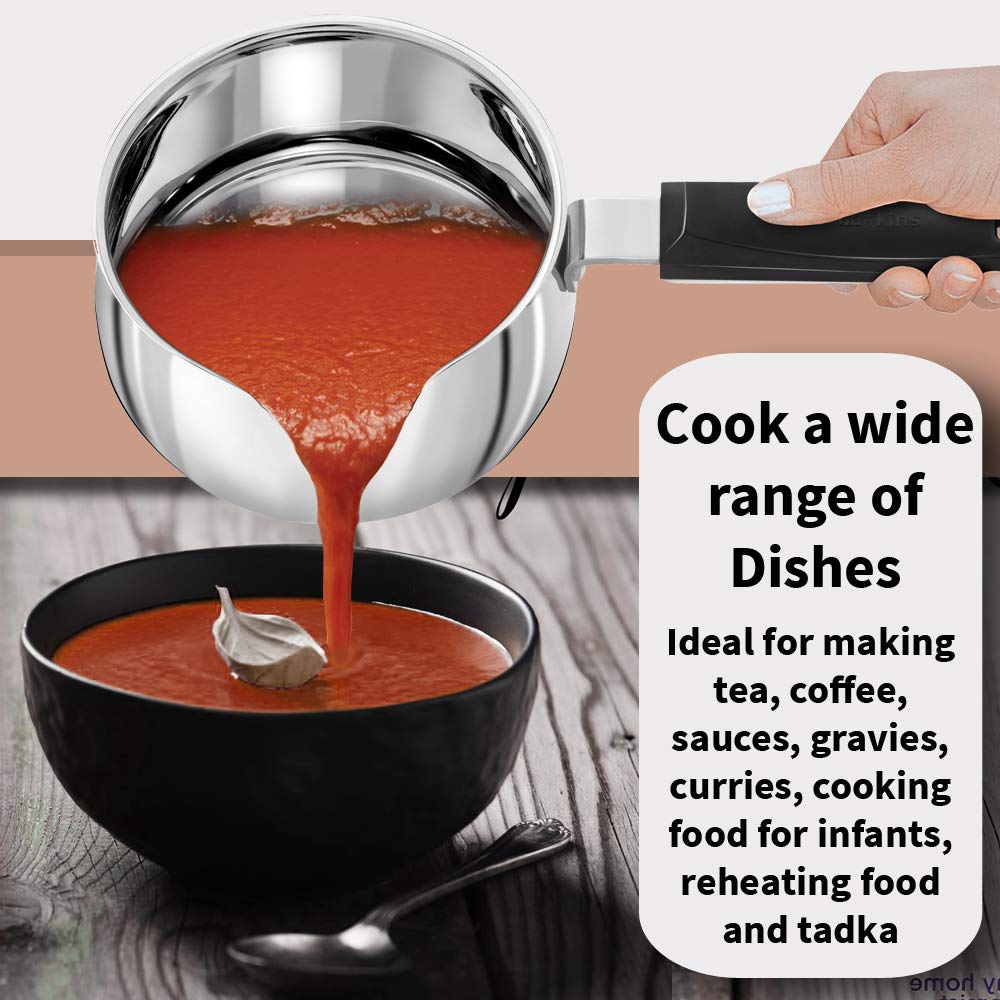 Hawkins 1.5 Litre Tpan, Stainless Steel Tea Pan, Induction Sauce Pan, Chai Pan, Saucepan, Silver (SST15)