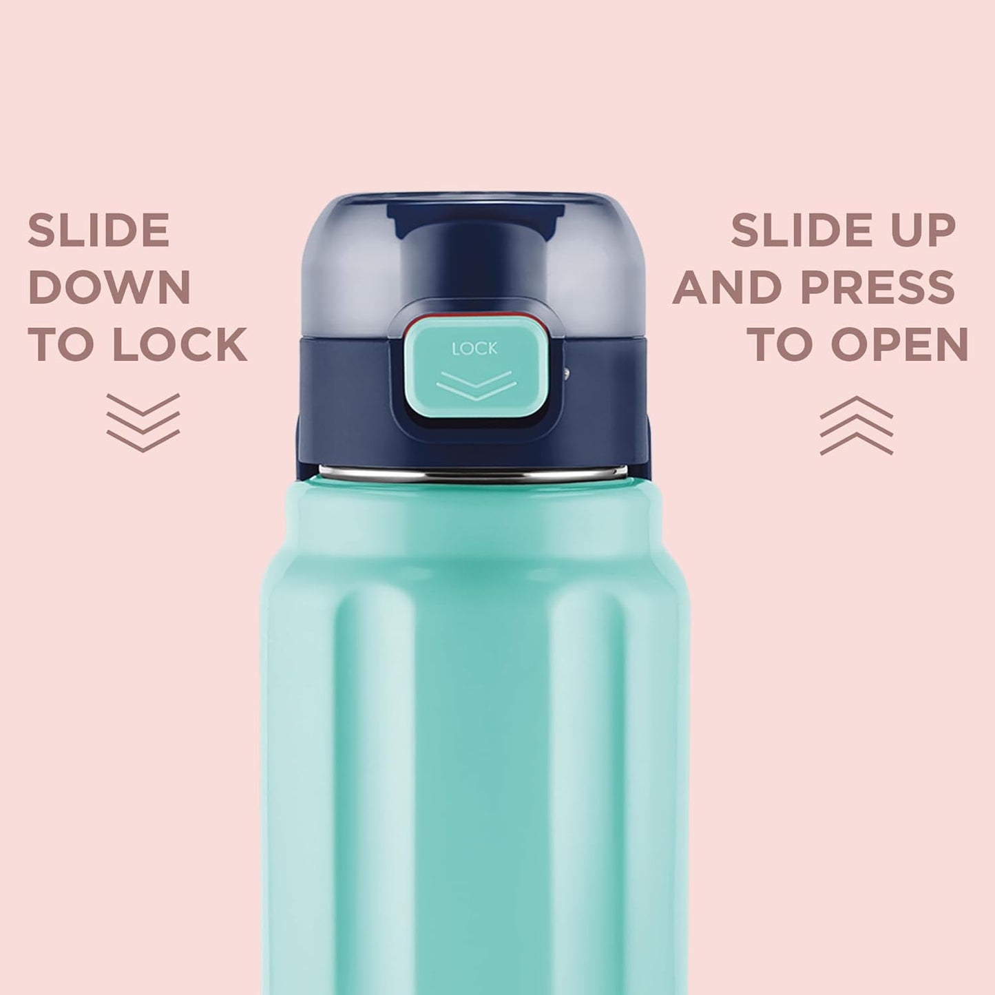 Milton Taurus 900 Steel Thermoware, Inner Stainless Steel, Cold PU Insulated, Leak Proof Water Bottle for School Kids, Office, Gym, Easy to Carry Handle, 665 ml, Light Blue