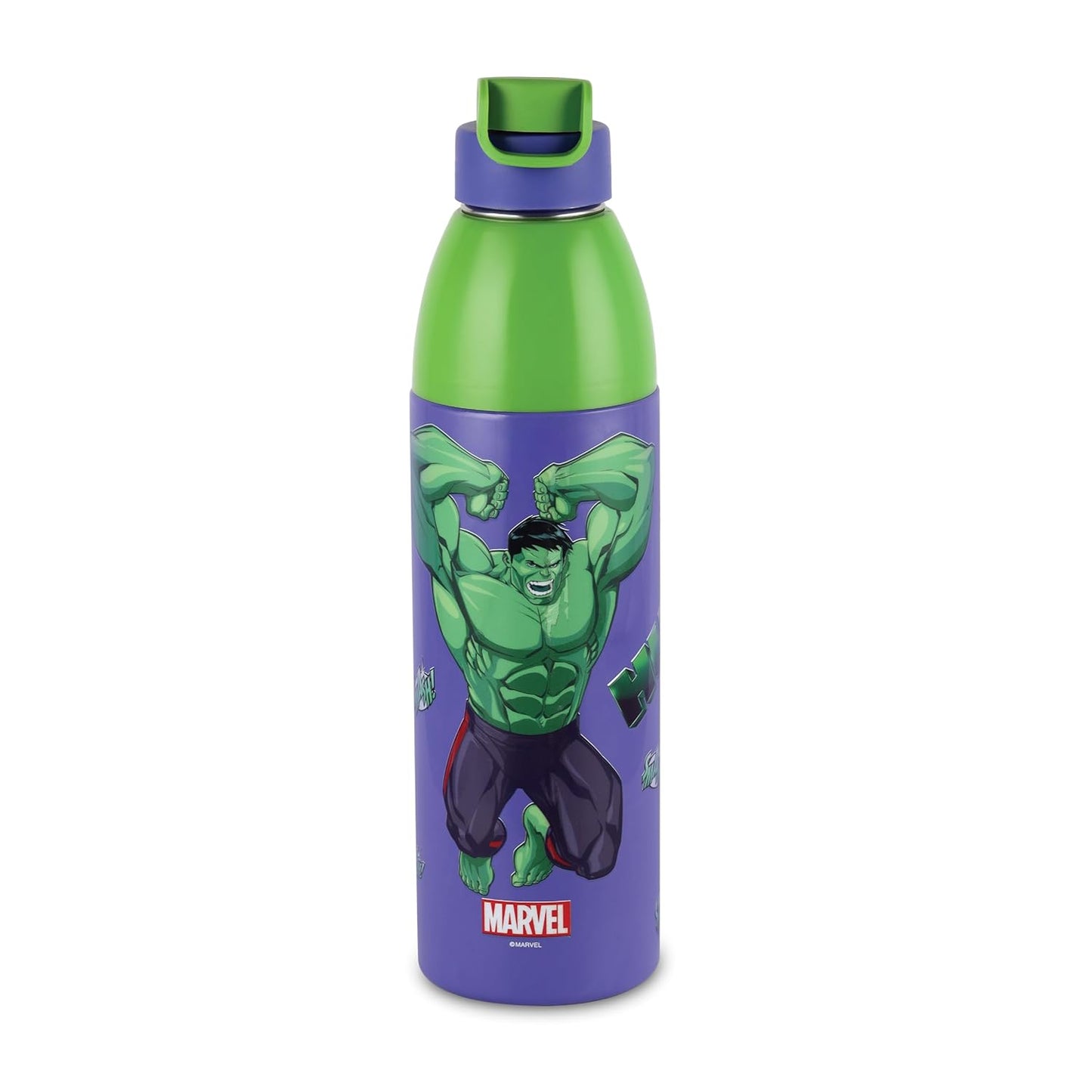 CELLO Kidzbee Uranus 900 Hulk Smash Water Bottle, 680ml, Purple | PU Insulation | 3D Touch & Feel Design School Bottle | Picnic Bottle | Leak Proof | Mix Designs - AssortedKids Bottle | Easy to Carry |