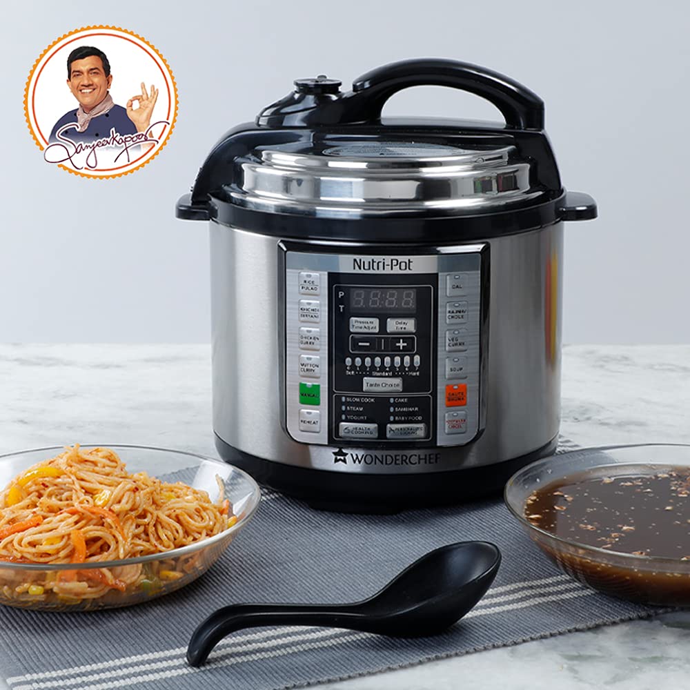 Wonderchef Nutri-Pot Electric Pressure Cooker with 7-in-1 Functions|18 pre-set functions|Pressure Cooking, Saute/Pan Frying, Slow Cooking, R-41236756 |3L capacity