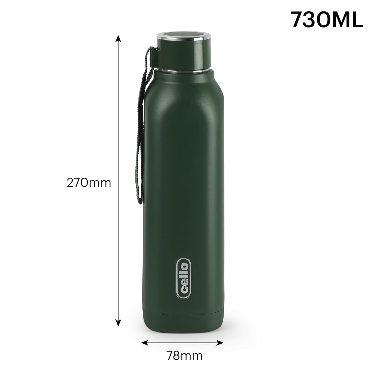 Cello Puro Steel-X Royce 900 | Inner Steel Bottle | PU Insulation | Cold Insulated Bottle | Best Usage for Office/School/College/Gym/Picnic/Home/Fridge | 730ml