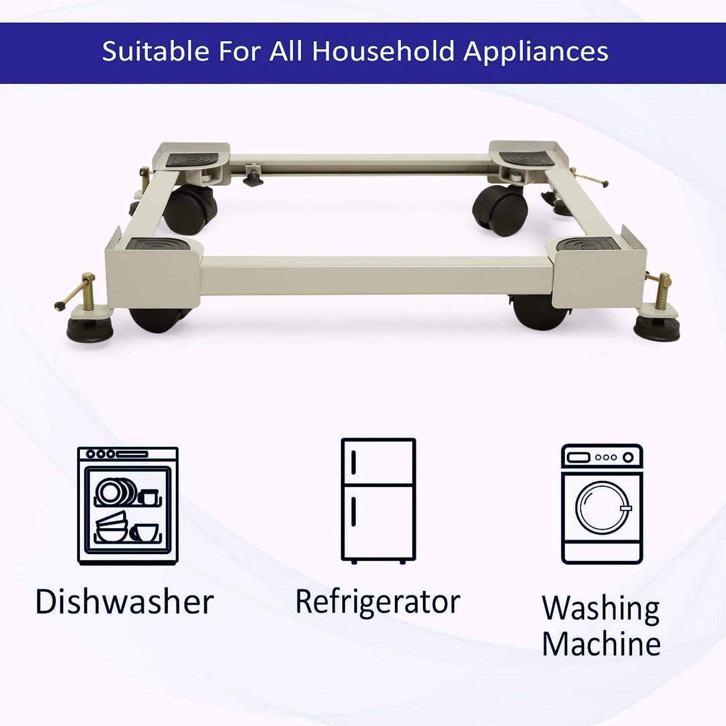 Lg Heavy Adjustable Metal Trolley Stand with Wheels Compatible with Whirlpool, Samsung, lg Bosch Washing Machine Stand 6.5kg 7kg 7.5kg 8kg Above Top Load/Front Loading