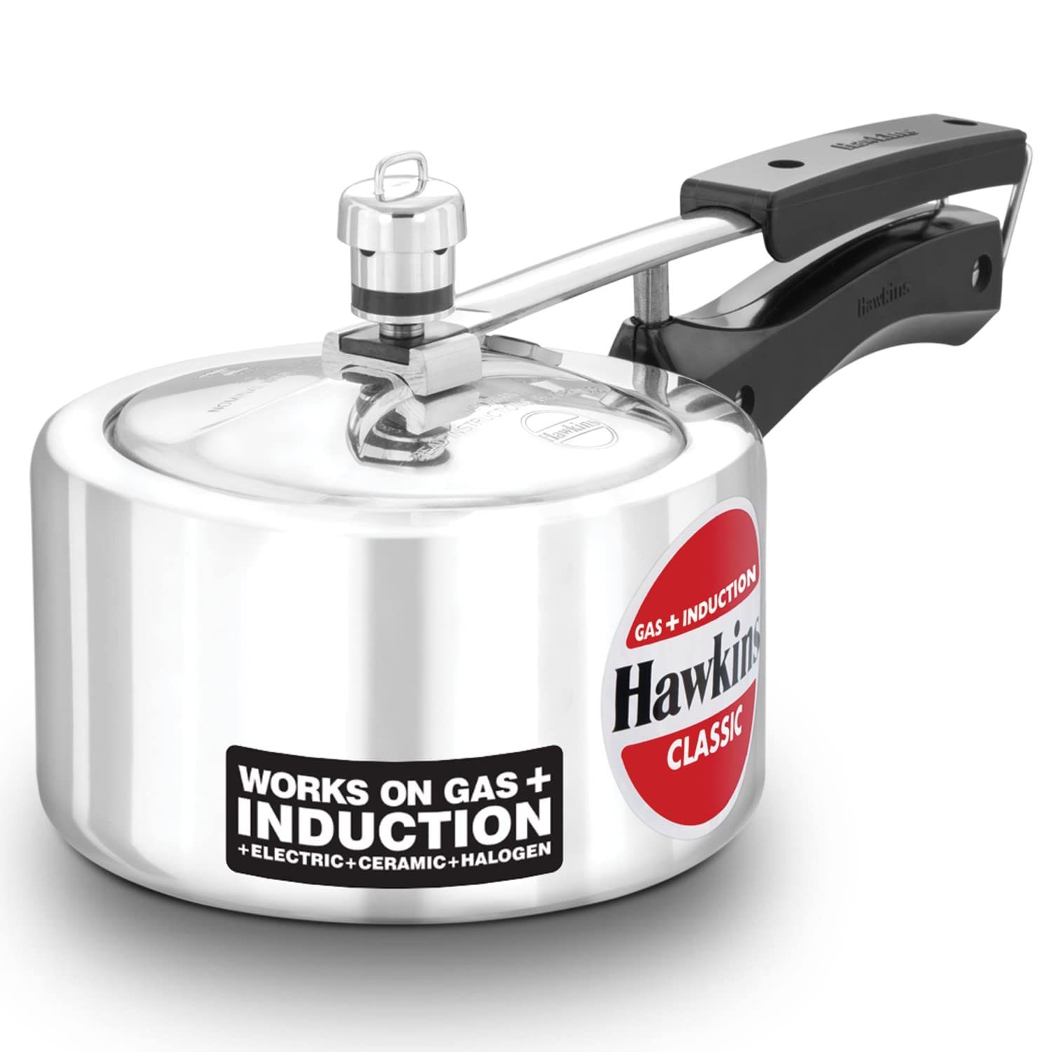 Hawkins Litre Classic Aluminium Pressure Cooker, Induction Inner Lid Cooker, Pan Cooker, Best Cooker, Silver (ICL15)