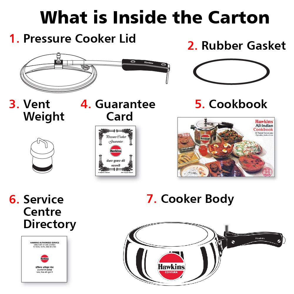 Hawkins 3.5 Litre Contura Pressure Cooker, Handi Inner Lid Cooker, Silver (HC35) Aluminium