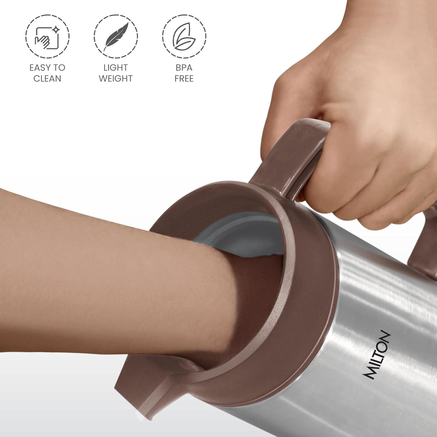 Milton Dura 1000 Stainless Steel Tuff Insulated Jug, 1000 ml, Brown | Leak Proof | Food Grade | PU Insulated | Hot & Cold