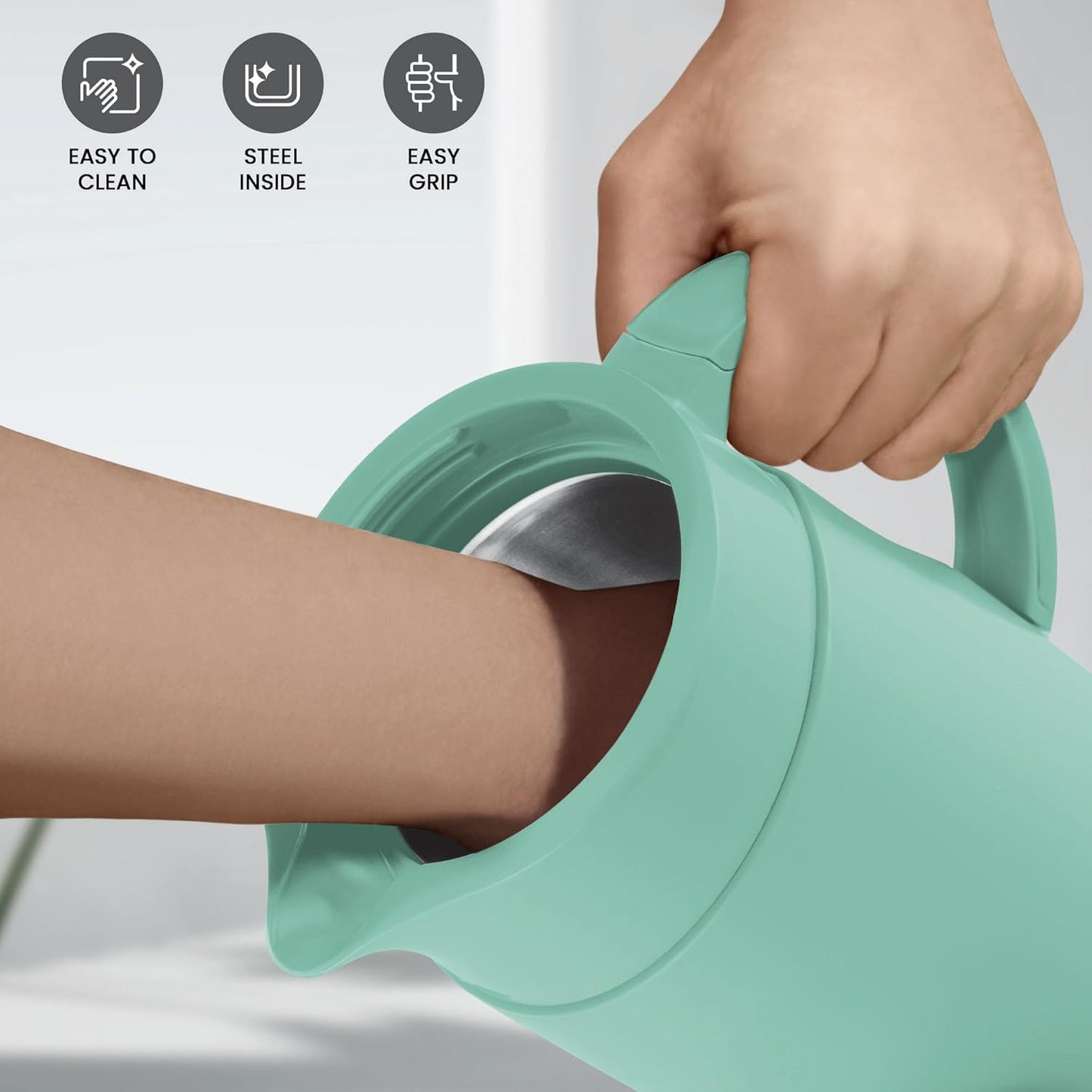 Milton Renova 750 Water Jug, PU Insulated Inner Stainless Steel Hot & Cold Jug, BPA Free, Leak Proof, 750 ml, Light Green, Ideal for Tea, Coffee, Water, Hot Beverages