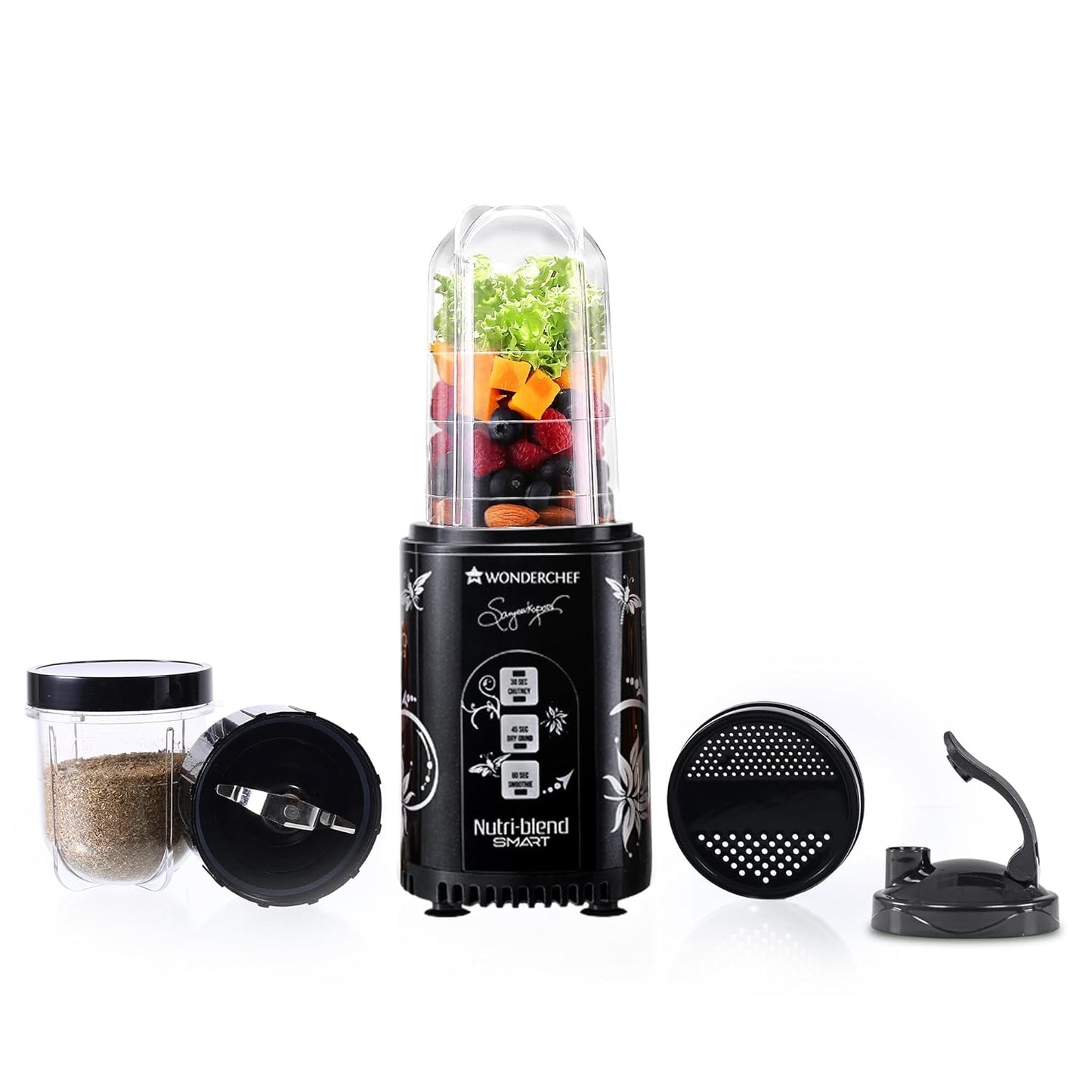 Wonderchef Nutri-blend Mixer, Grinder & Blender | Powerful 400W 22000 RPM 100% Full Copper Motor |Stainless Steel Blades |2 Unbreakable Jars |2 Years Warranty |Recipe book by Chef Sanjeev Kapoor