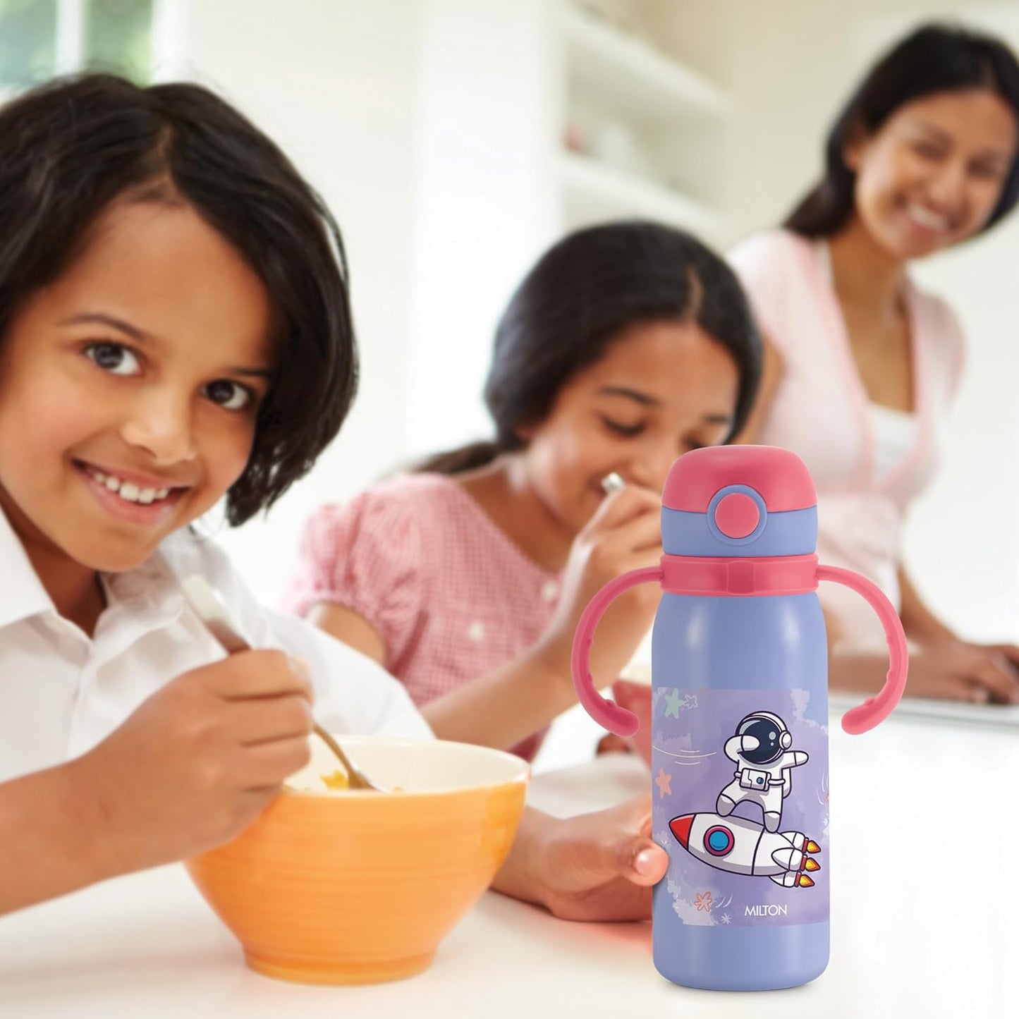 MILTON Fountain 650 Astronaut Stainless Steel Kids Water Bottle, 630 ml, Purple | Single walled | Leak Proof| Easy to Carry | Sipper Bottle | School | Picnic | Travel